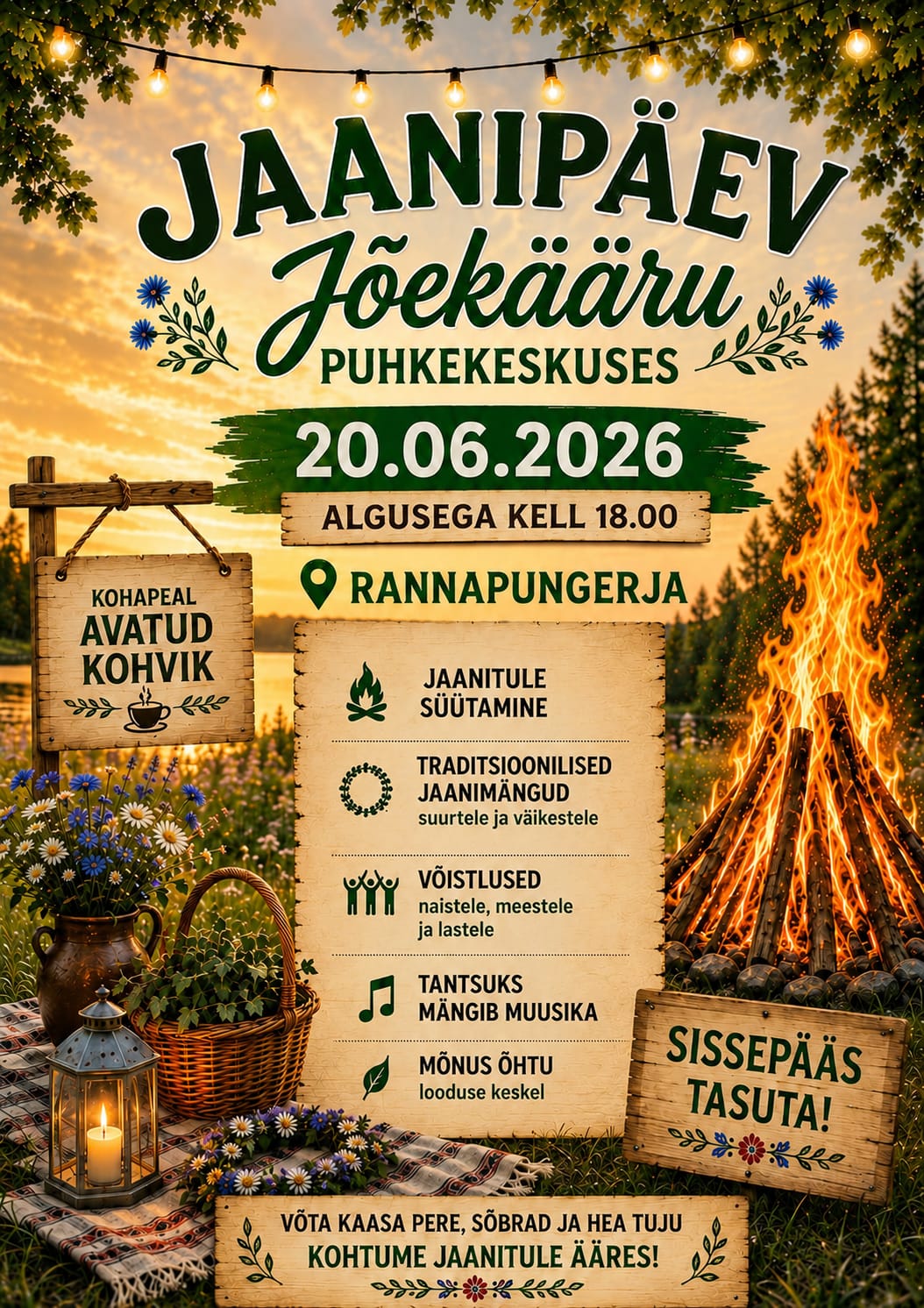 Event Jõekääru Puhkekeskuse Jaanituli  illustratsioon