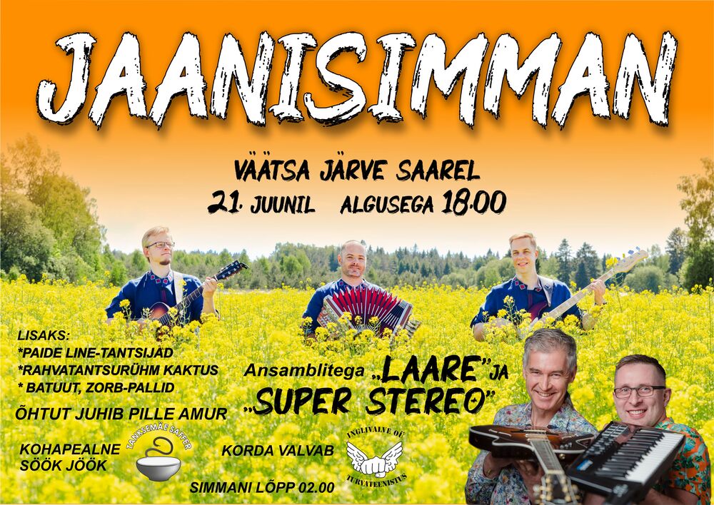 Event Jaanisimman Väätsa järve saarel ansamblitega LAARE ning SUPER STEREO! illustratsioon