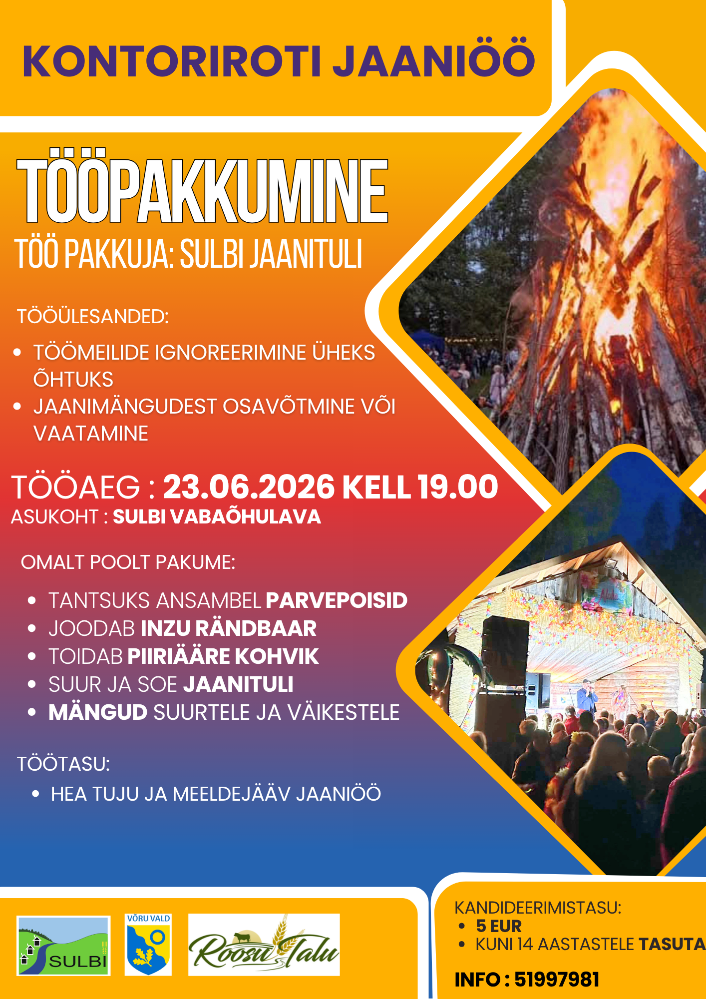 Event Pühajõe piirkonna jaanituli KONTORIROTI JAANIÖÖ illustratsioon