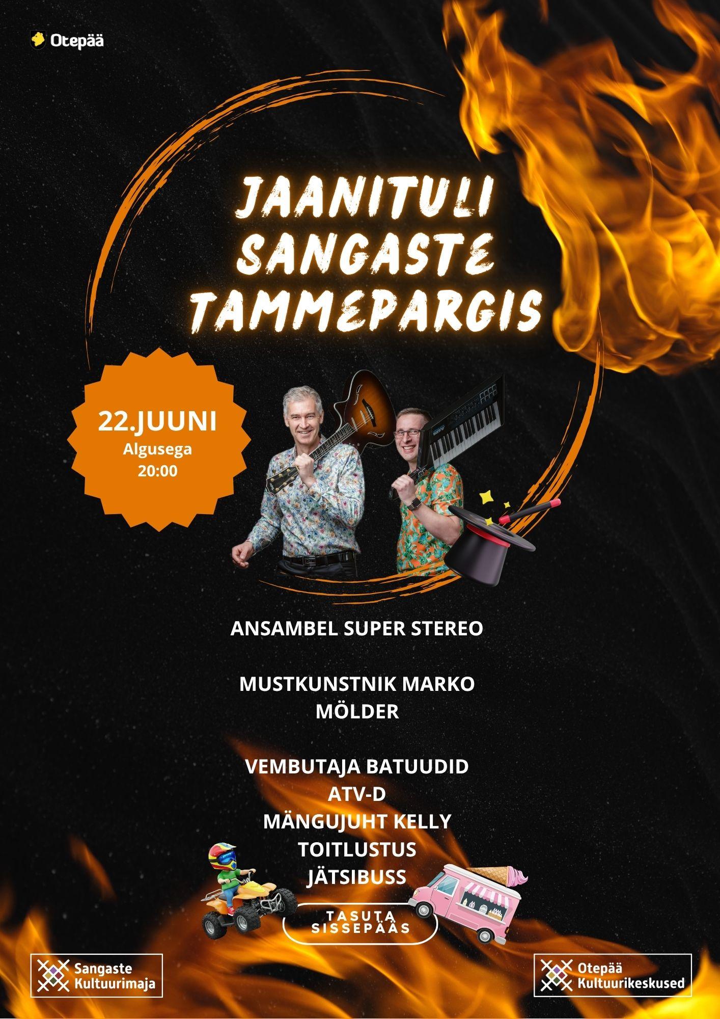 Event Jaanituli Sangaste tammepargis illustratsioon